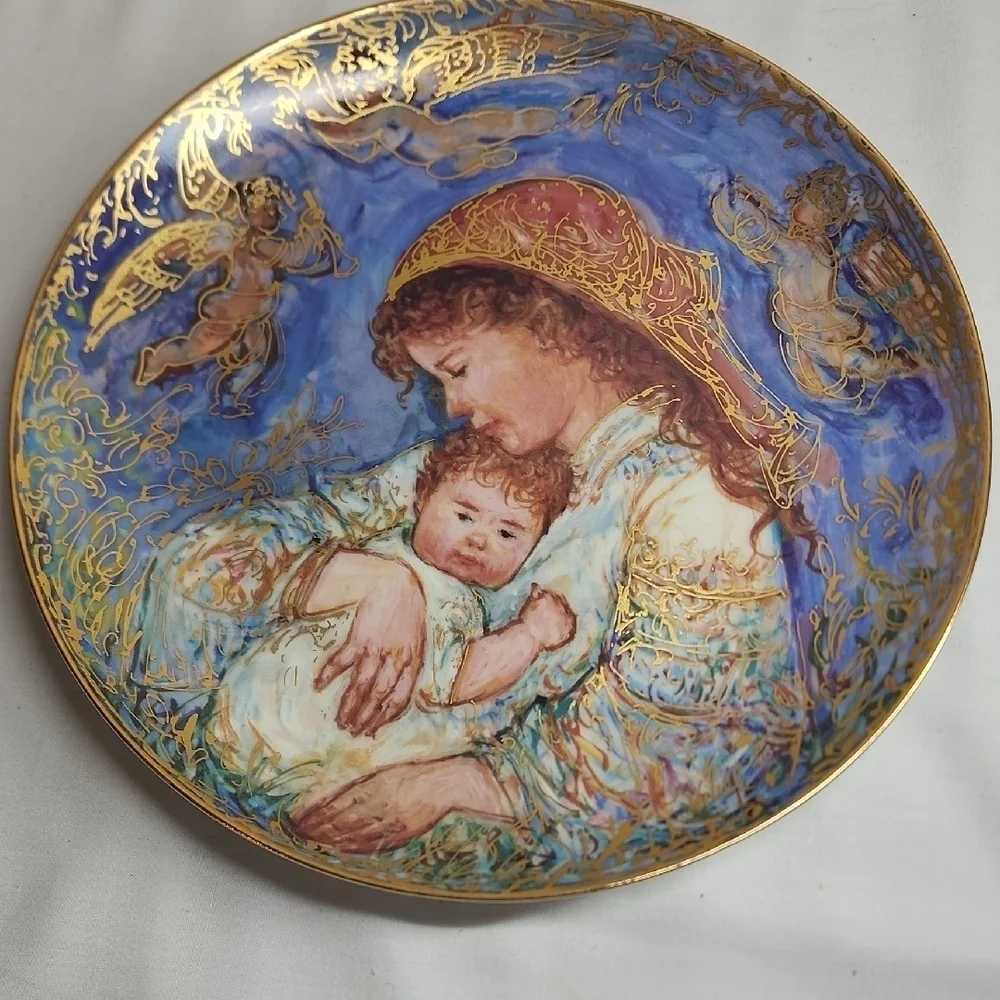 Blue and Gold Art Wall Decor with Ethereal Scene